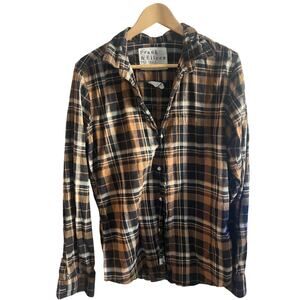 Frank & Eileen Barry shirt brown, black plaid size xl